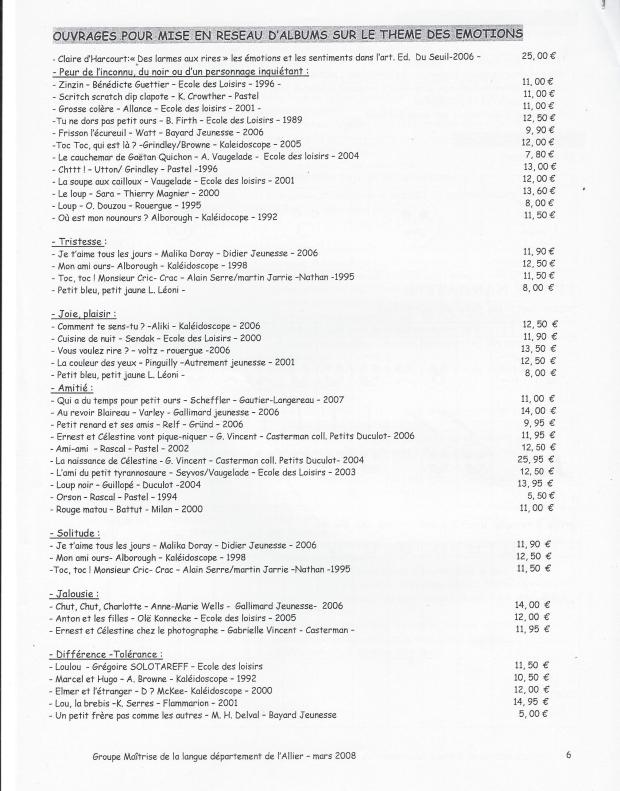 liste ouvrages pour gestion émotions